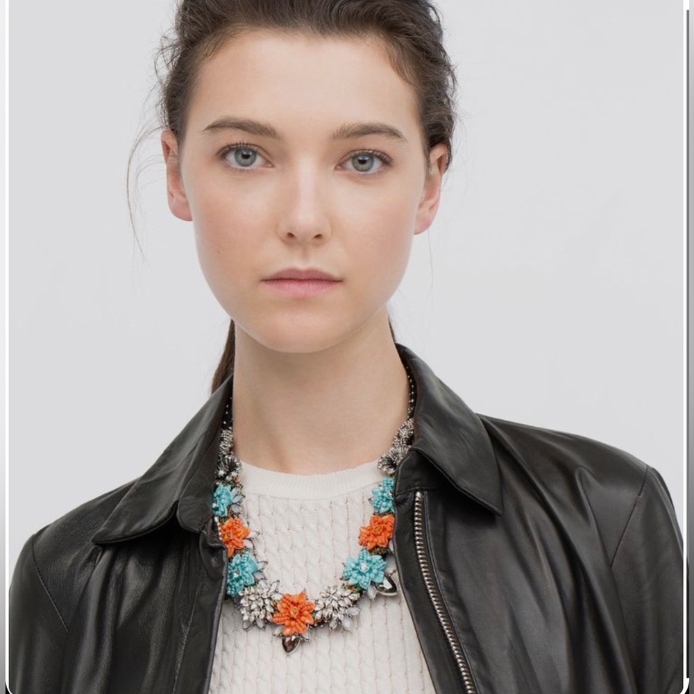 Zara Floral Rhinestone Statement Necklace- Black Tone -PRELOVED